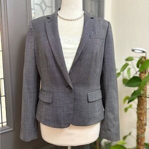 Ann Taylor Women’s Gray Wool Blend Single Button Notched Blazer Suit Jacket